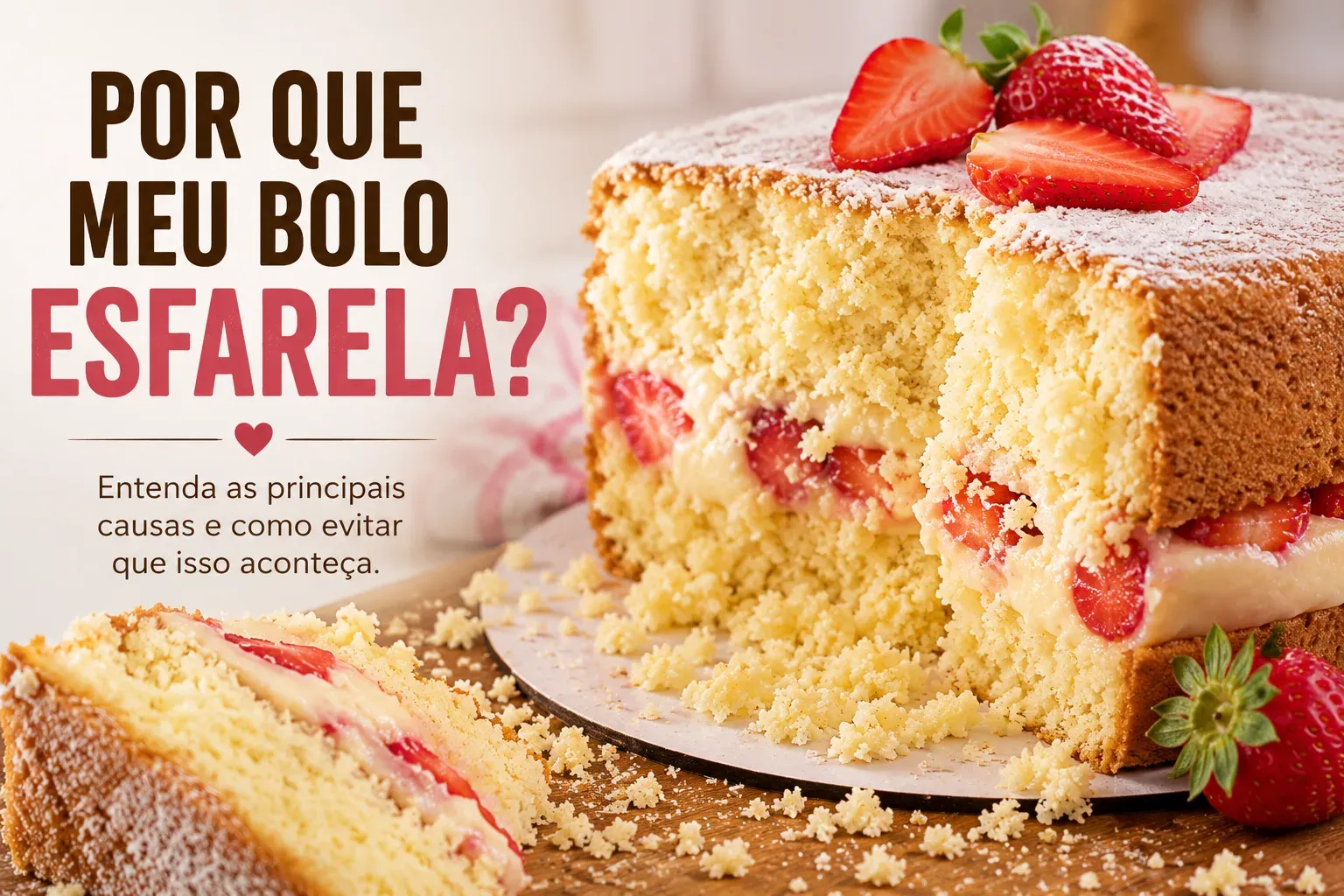 Por que meu bolo esfarela na hora de cortar?